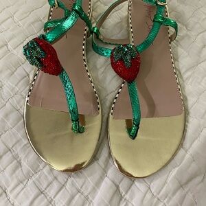 Betsey Johnson strawberry sandals new never worn
